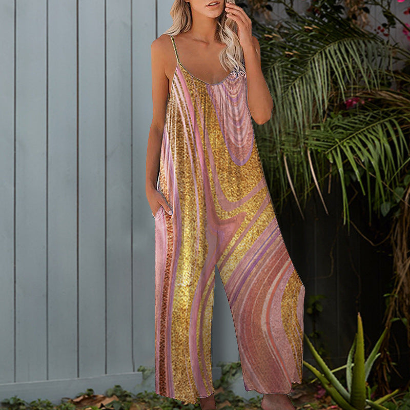 Women's Fashion  Tie Dye Jumpsuit Camisole